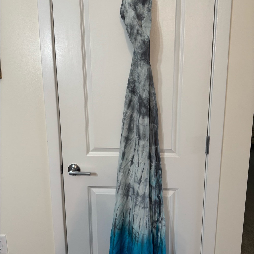 Free People Tie-Dye Halter Dress in Gray and Blue